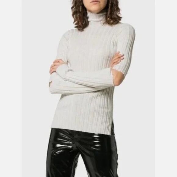 Helmut Lang Wool Lightweight Ribbed Cutout Top - Picture 1 of 6